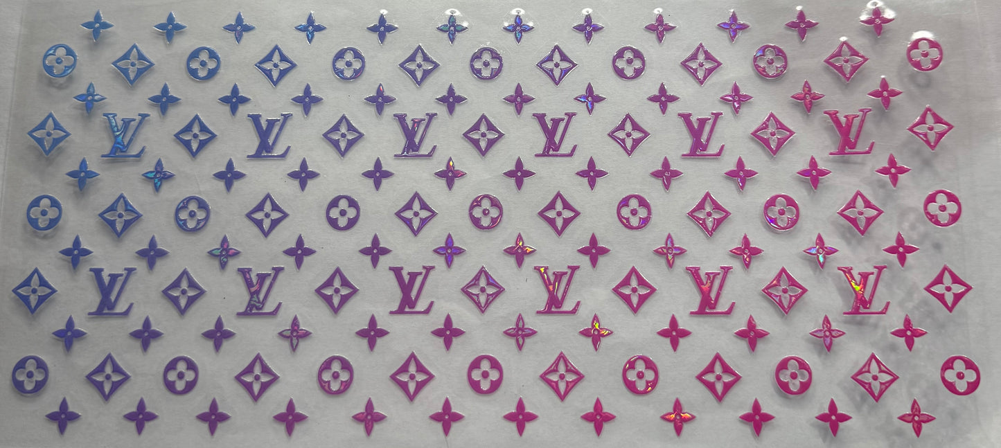 uvdtf transfer wrap holo blue purple pink lv