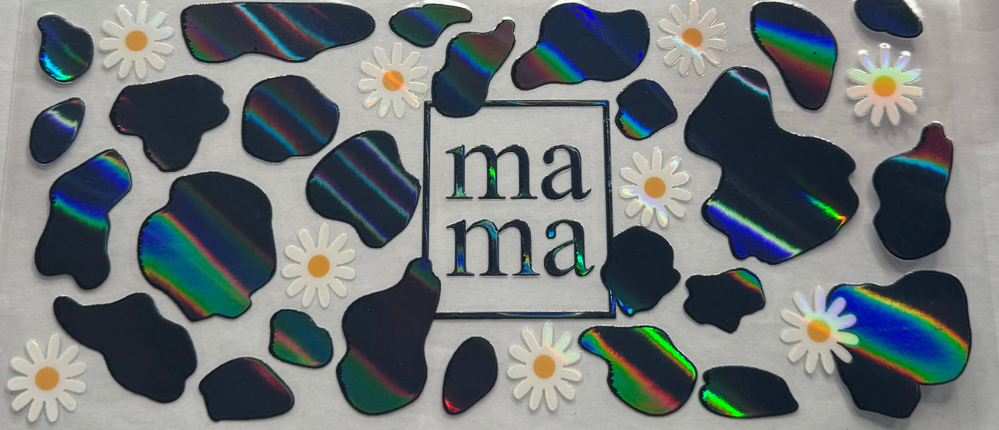 uvdtf transfer wrap holo cow mama
