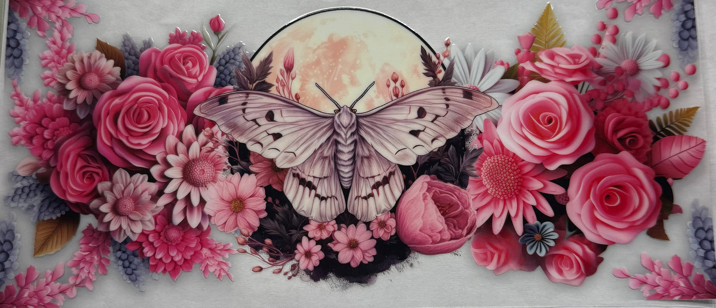 uvdtf transfer wrap pink butterfly with floral