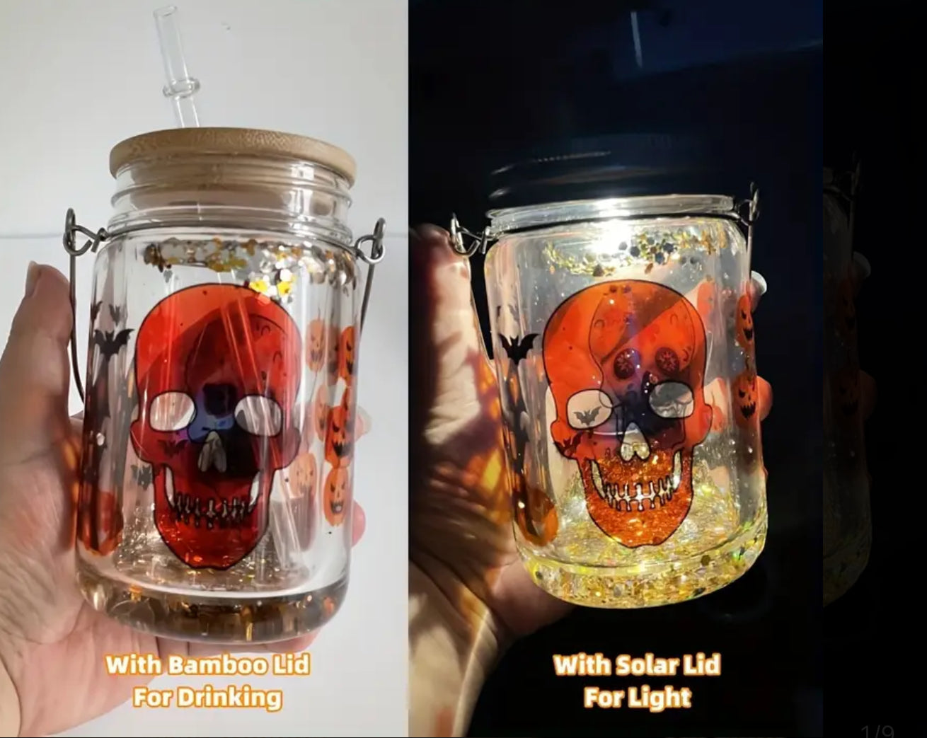 snow globe tumbler/mason jar lantern 11oz