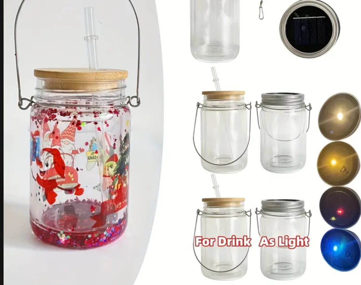 snow globe tumbler/mason jar lantern 11oz