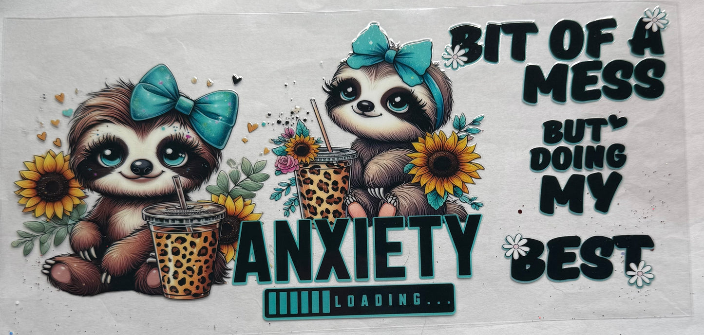 uvdtf transfer wrap Sloth bit of a mess, but doing my best