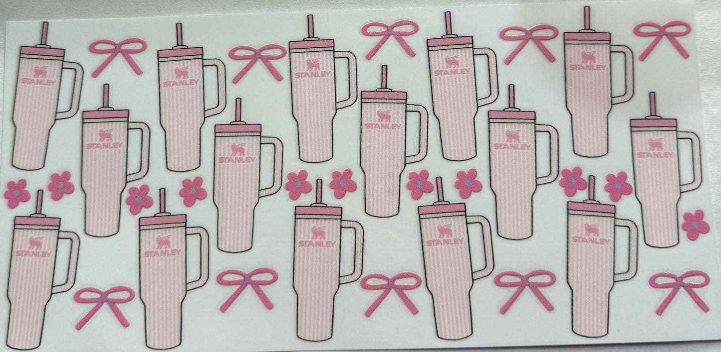 uvdtf transfer wrap Stanley’s with bows and flowers