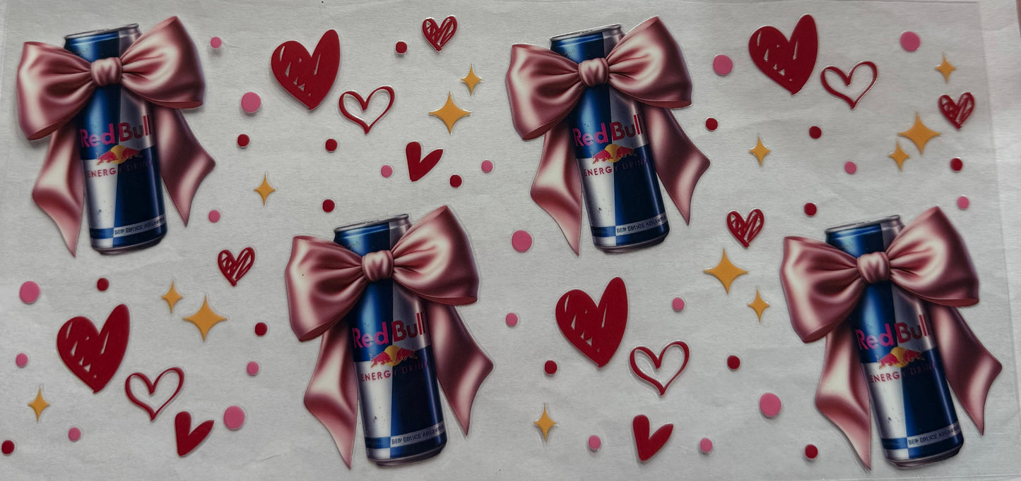 uvdtf transfer wrap Red Bull with bows