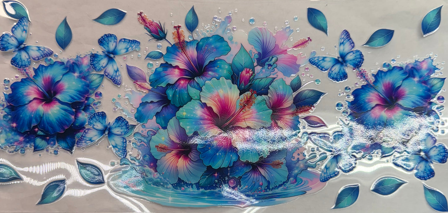 uvdtf transfer wrap blue floral