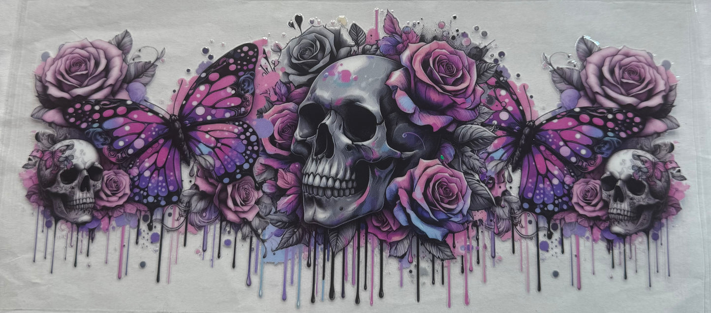 uvdtf transfer wrap purple skull butterfly floral