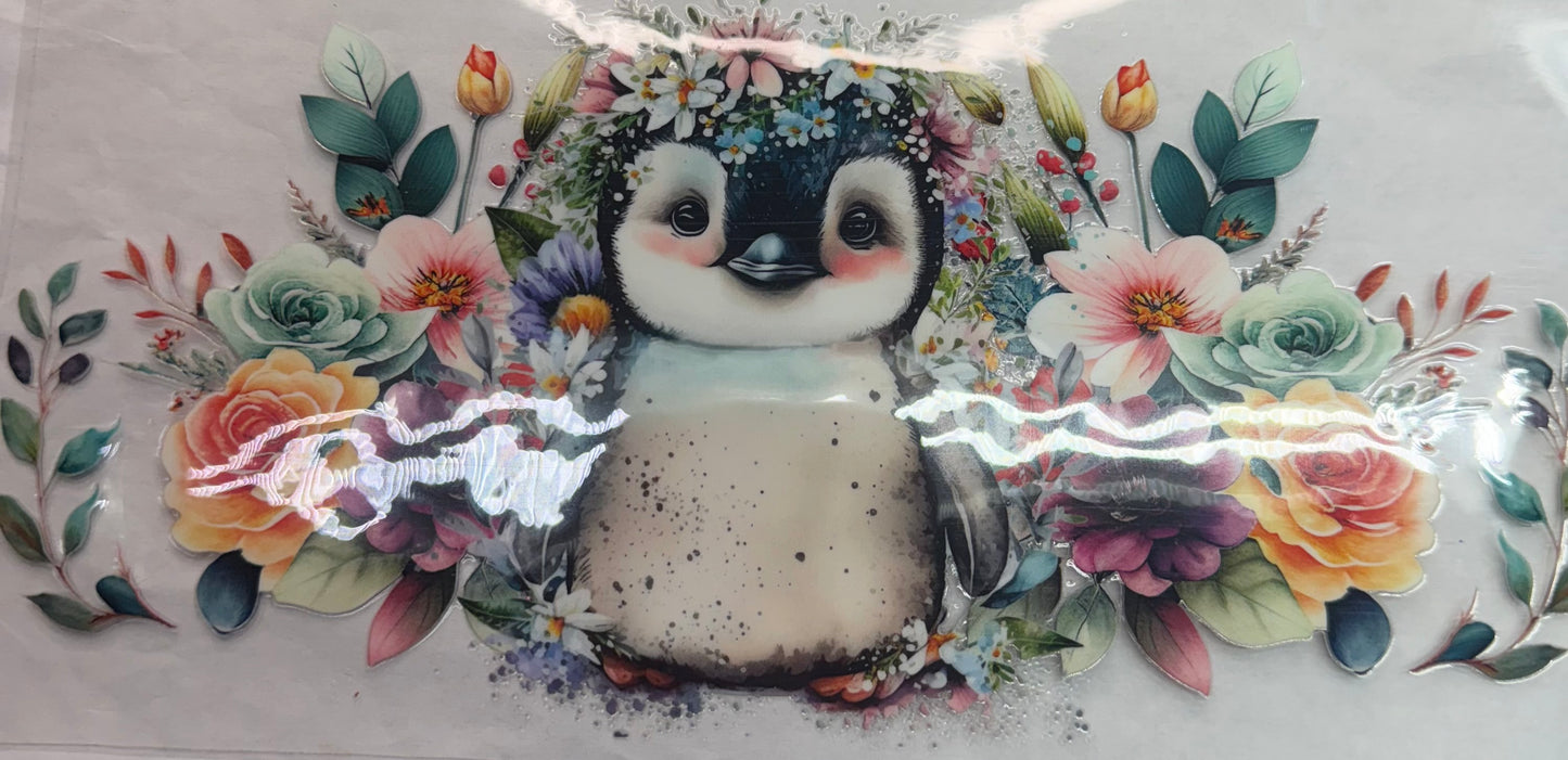 uvdtf transfer wrap double sided penguin floral