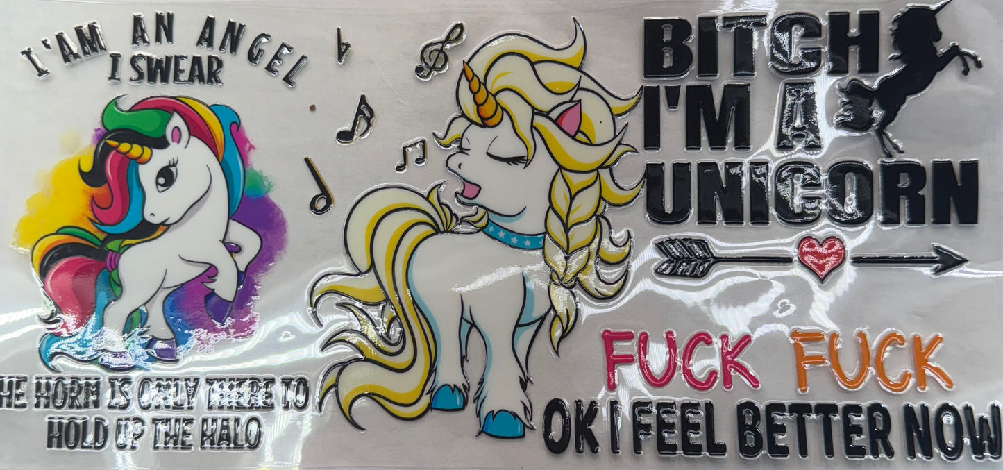 uvdtf transfer wrap double sided bitch I’m a unicorn