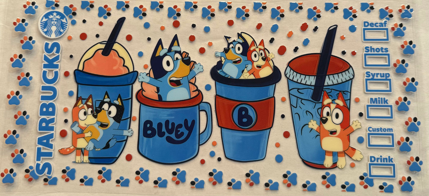 uvdtf transfer wrap Starbucks bluey