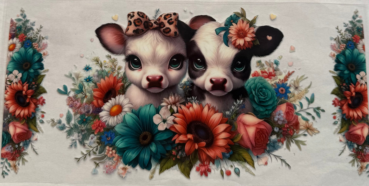 uvdtf transfer wrap two cow with floral