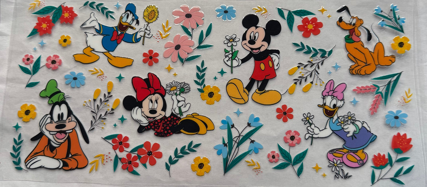 uvdtf transfer wrap Mickey Mouse flowers