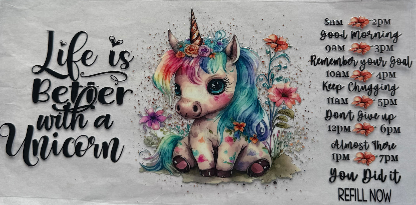 uvdtf transfer wrap unicorn life is better