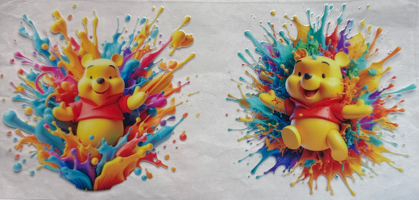 uvdtf transfer wrap paint splatter Winnie the Pooh