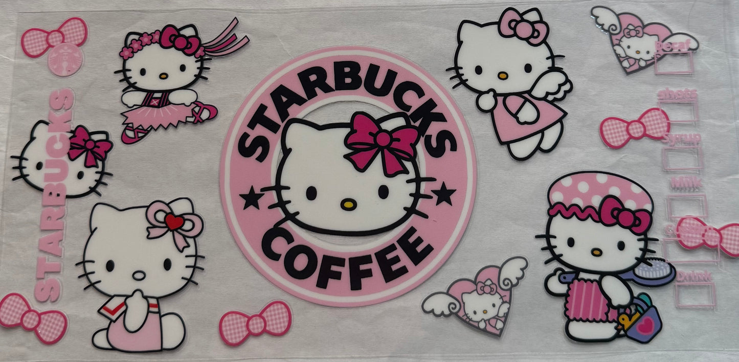 uvdtf transfer wrap hello Kitty Starbucks in pink