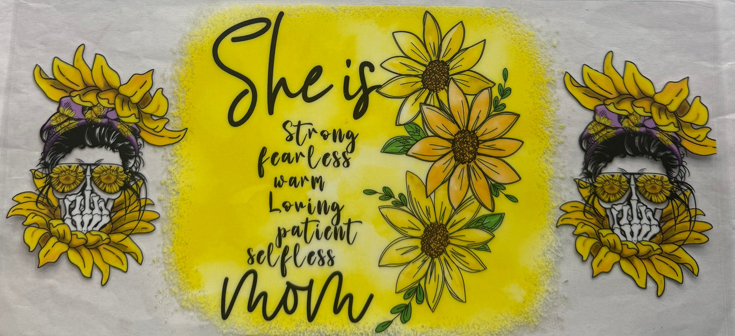 uvdtf transfer wrap skull sunflower she is mom