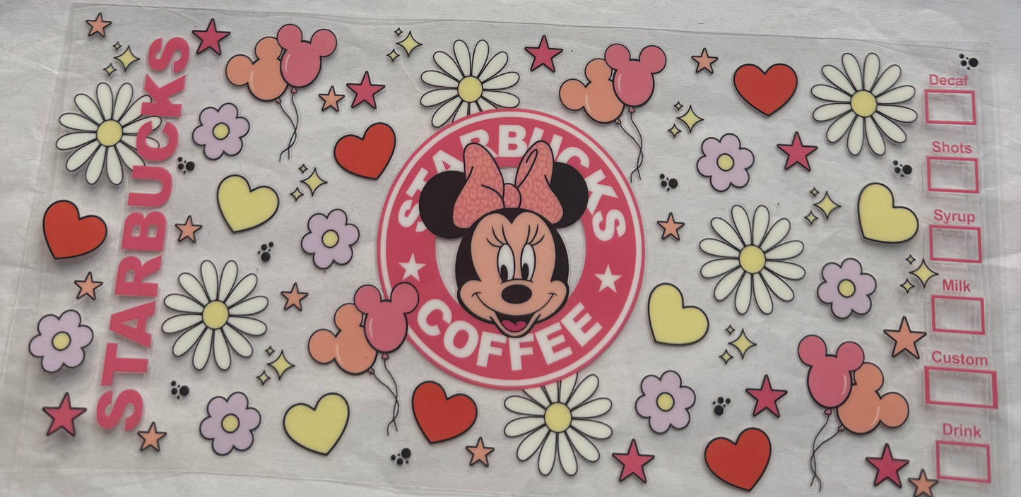 uvdtf transfer wrap Starbucks Minnie Mouse floral