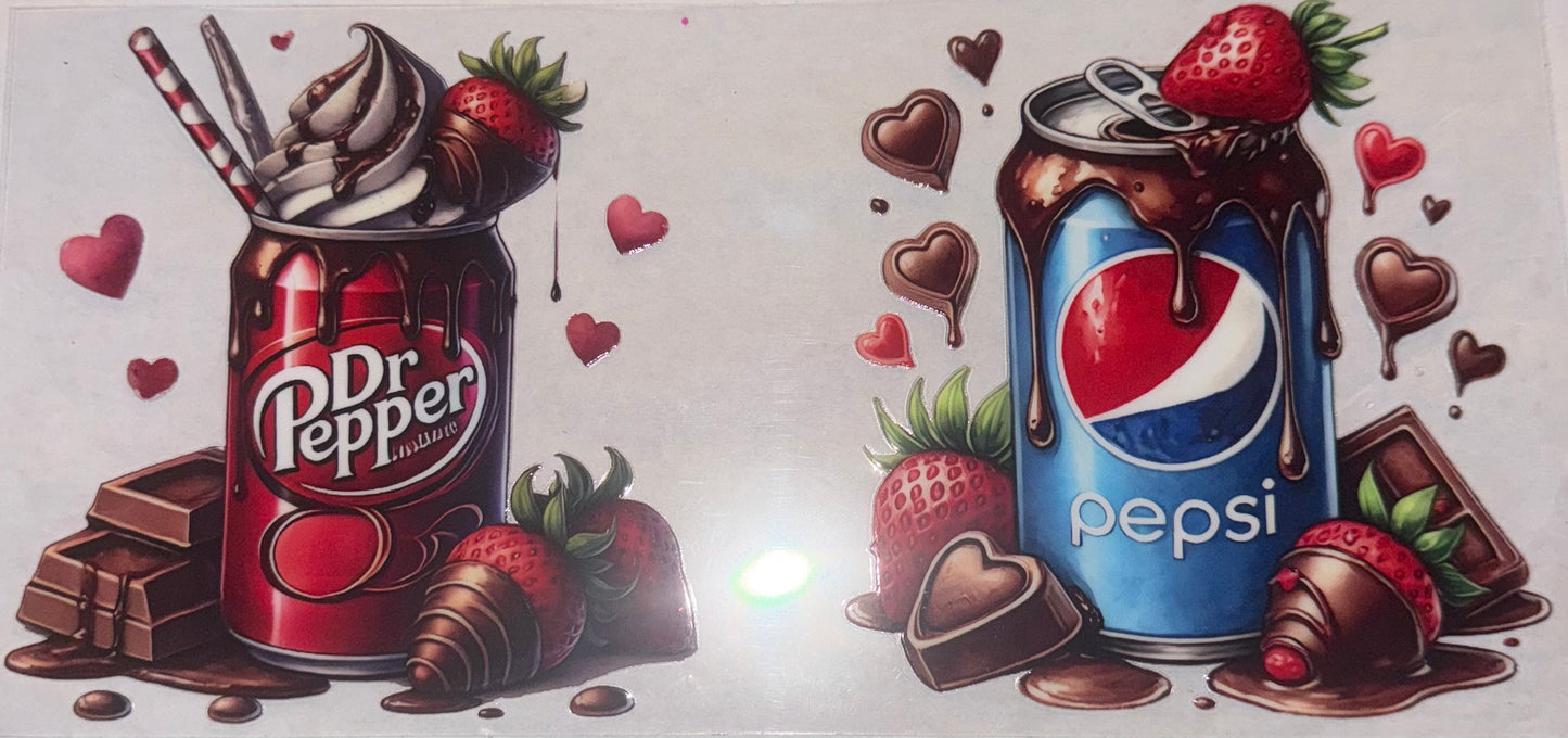 uvdtf transfer wrap chocolate Dr Pepper and Pepsi