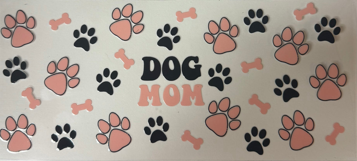 uvdtf transfer wrap dog mom pink and black