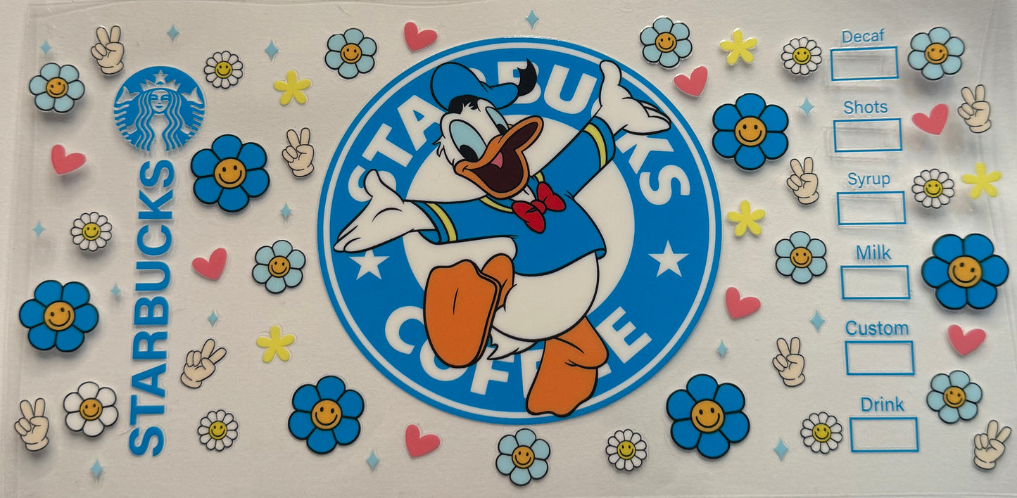 uvdtf transfer wrap Starbucks Donald Duck