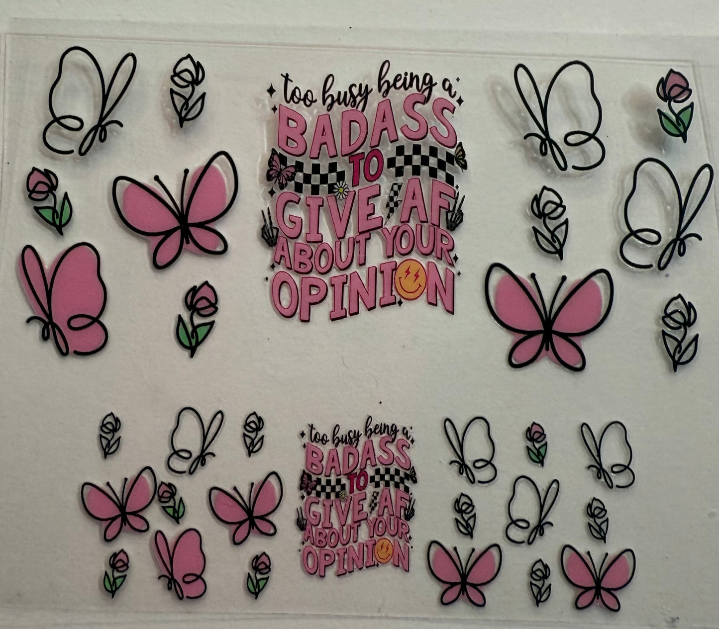 Mini Stanley keychains uvdtf wraps badass butterfly