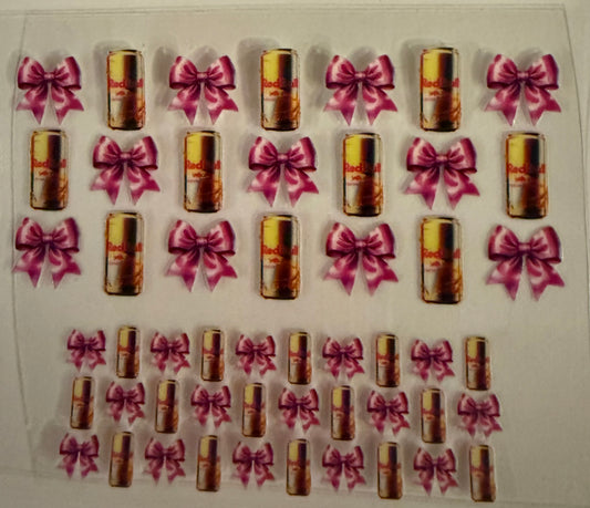 Uvdtf wraps Mini Stanley yellow Red Bull with bows