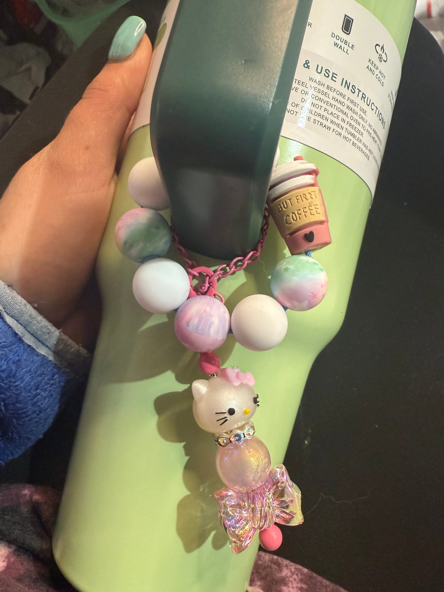 Beaded cup charm pole