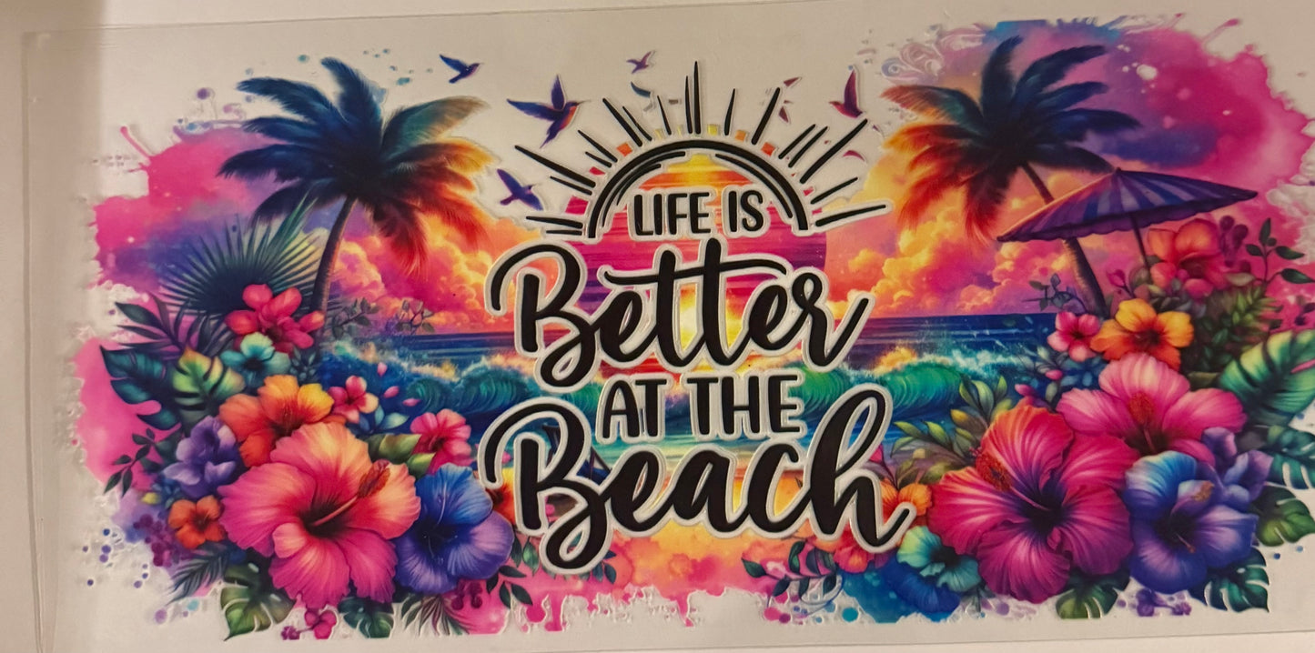 uvdtf transfer wrap life is better at the beach rainbow beach scene