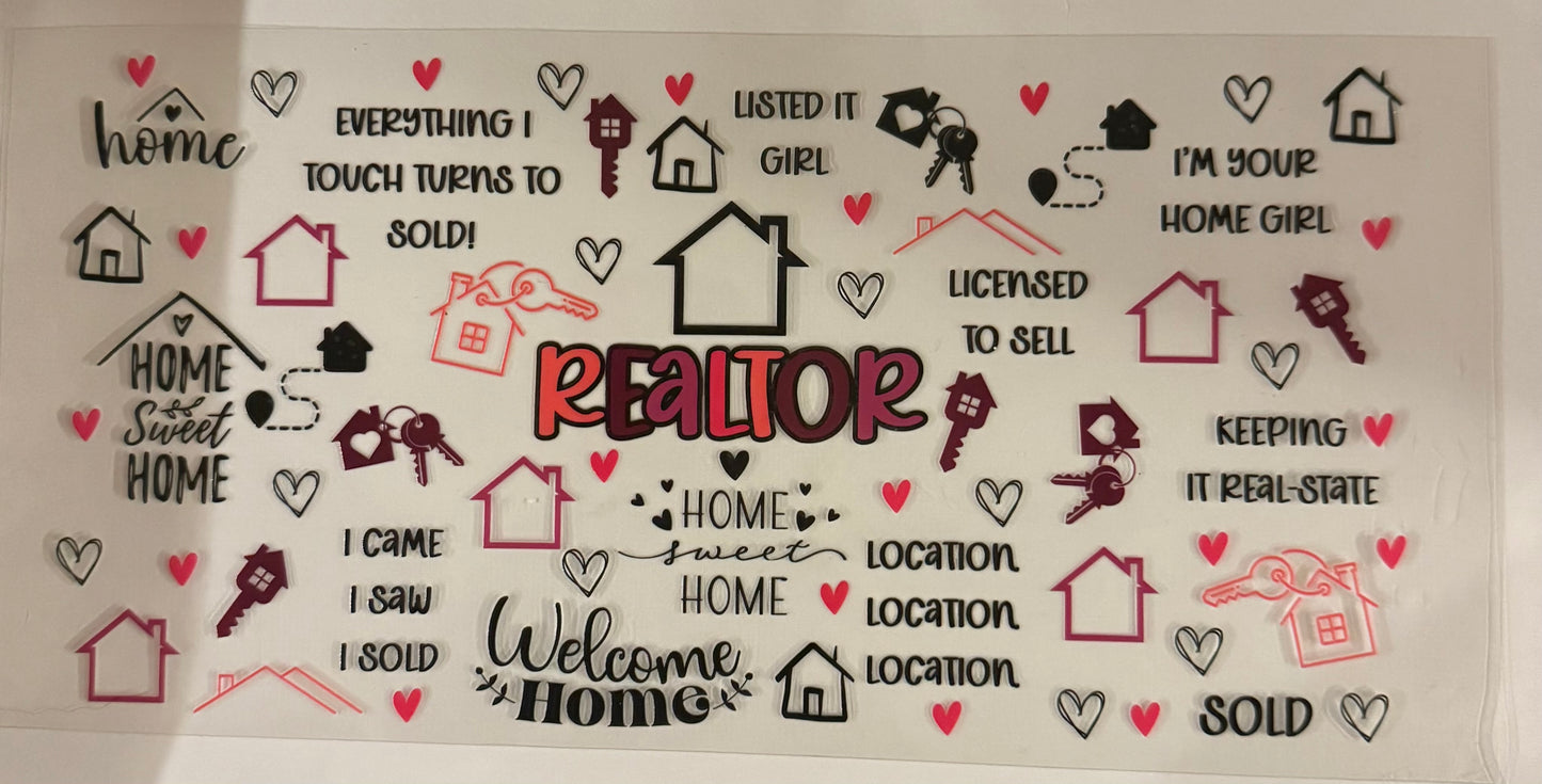 uvdtf transfer wrap realtor job pink and purple
