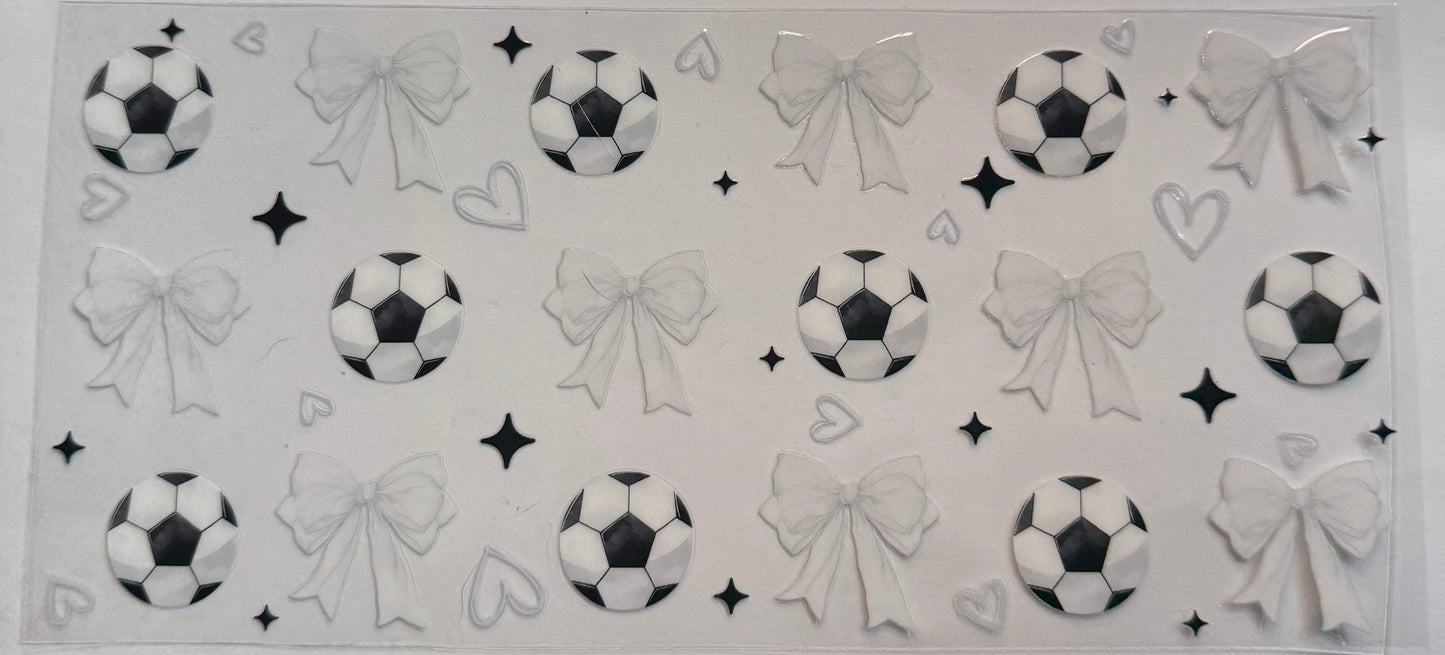 uvdtf transfer wrap soccer with white bows