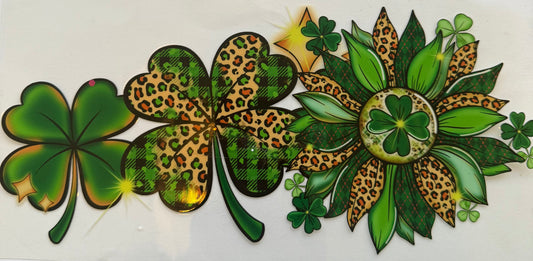 Cup wrap dtf leopard 4 leaf clovers