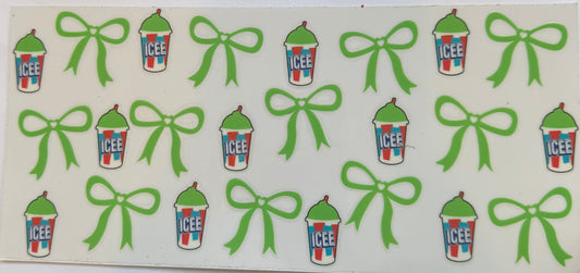Cup wrap dtf icee drinks green with bows