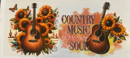 Cup wrap dtf country music sunflower guitar