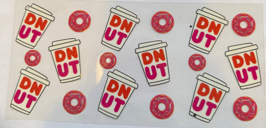 Cup wrap dtf Dunkin’ Donuts hot coffee cups with pink donuts