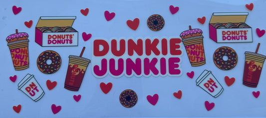 Cup wrap dtf dunkie junkie coffee donuts hearts