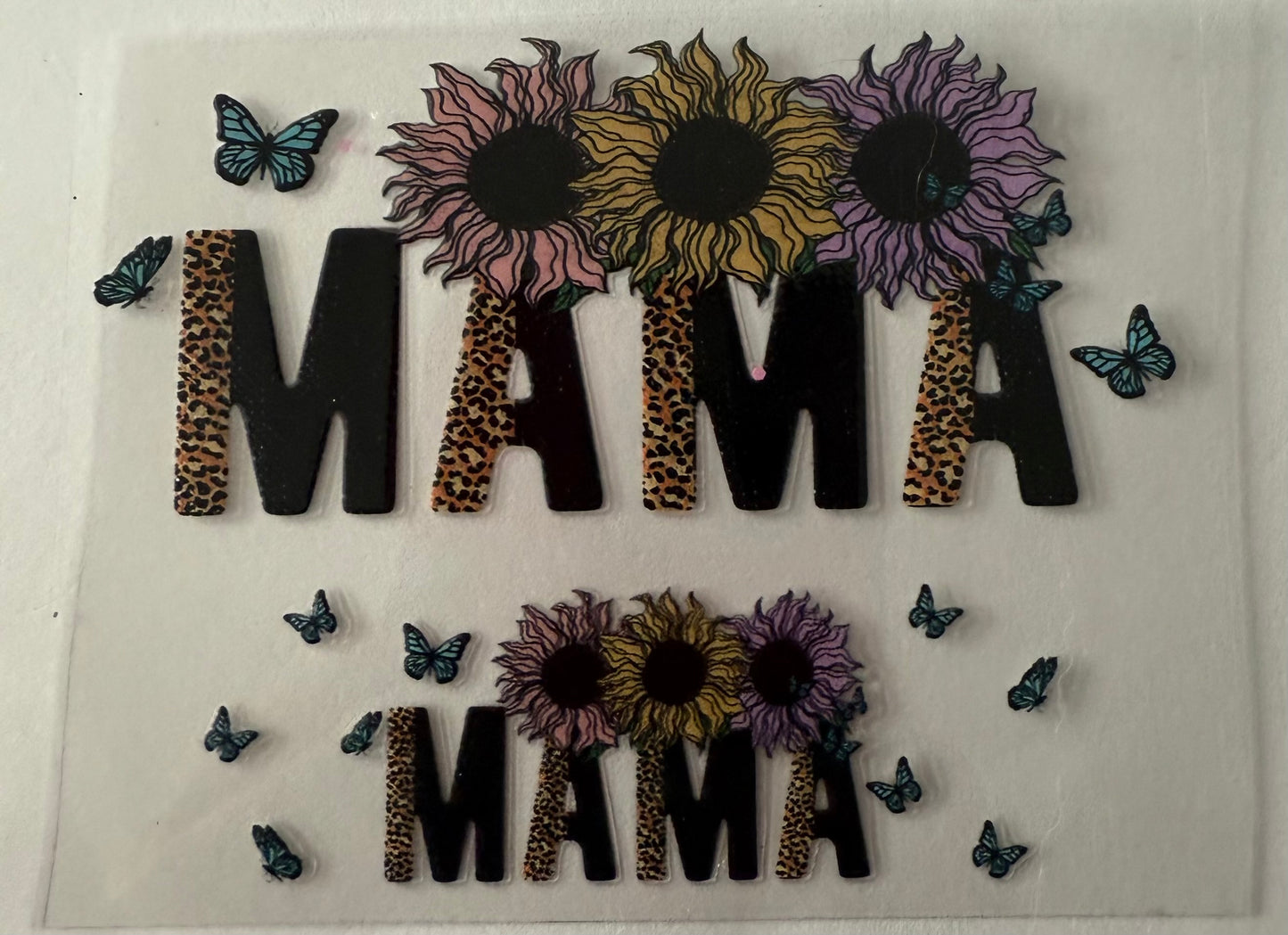 Uvdtf wraps Mini Stanley cheetah mama with butterfly’s sunflowers