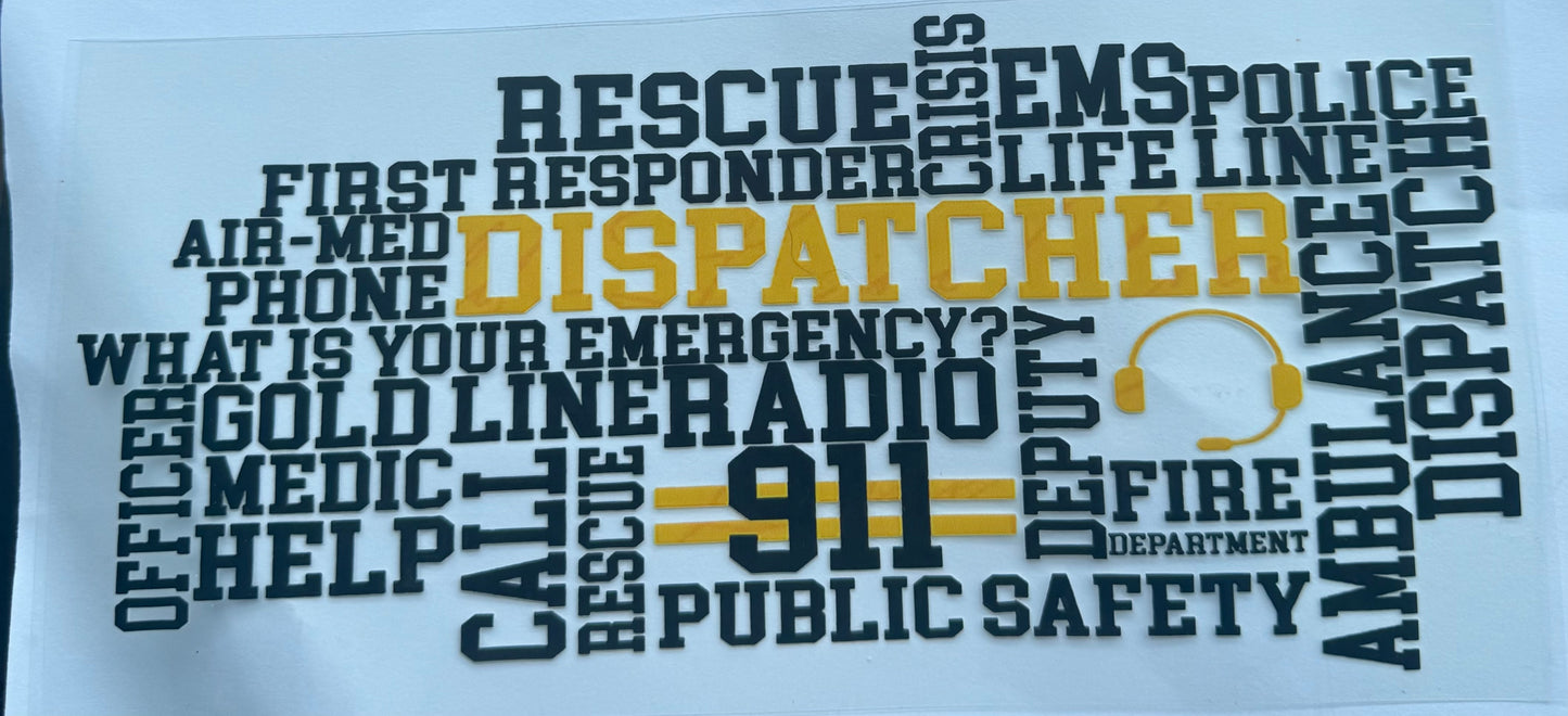 Cup wraps uvdtf 911 dispatcher yellow and black