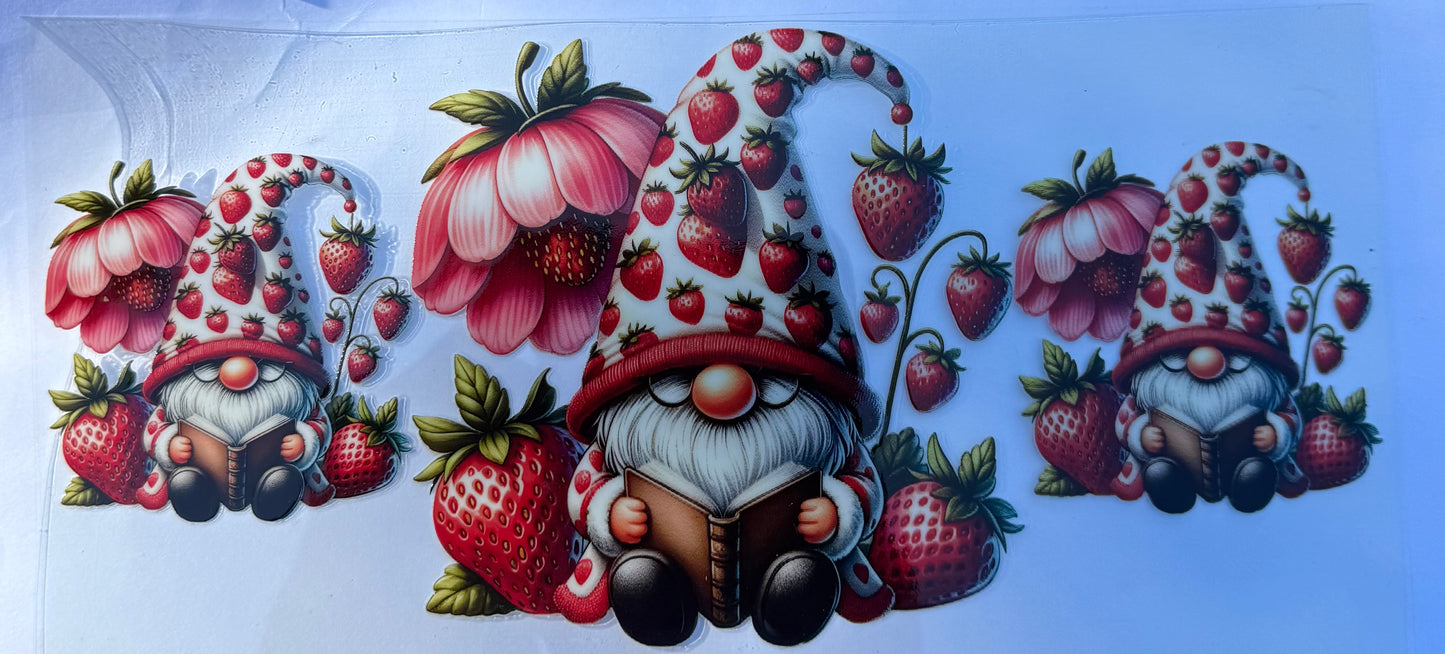 Cup wraps uvdtf strawberry gnomes floral