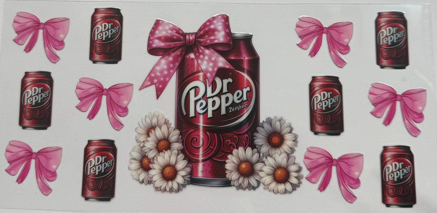 Cup wraps uvdtf Dr Pepper cans with floral and bows