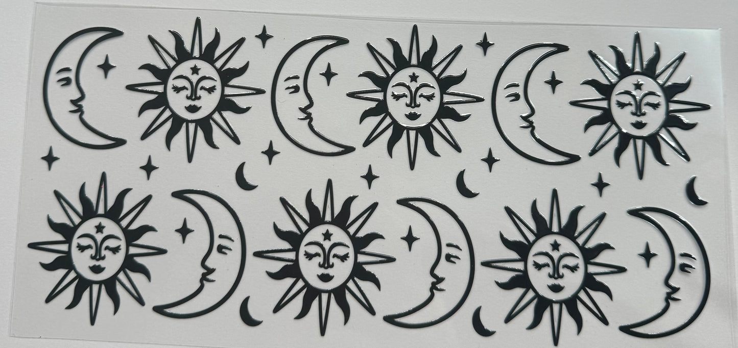 Cup wraps uvdtf sun and moon in black