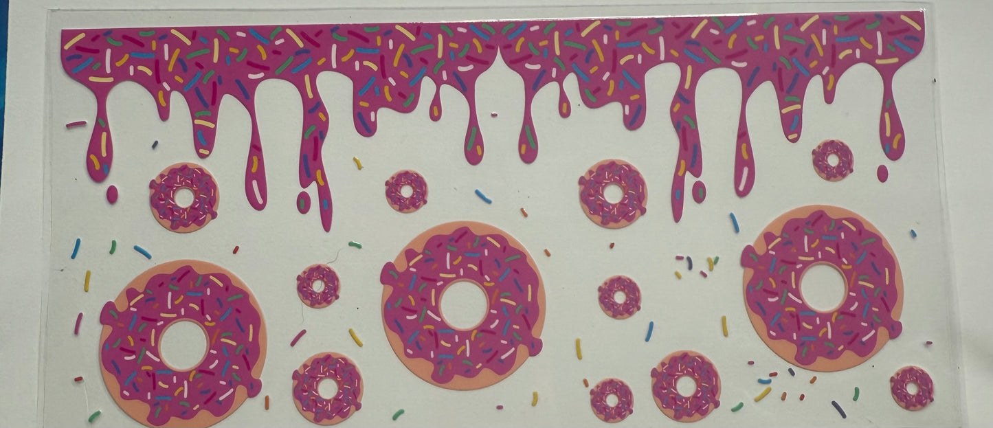 Cup wraps uvdtf pink donuts with drip around rim