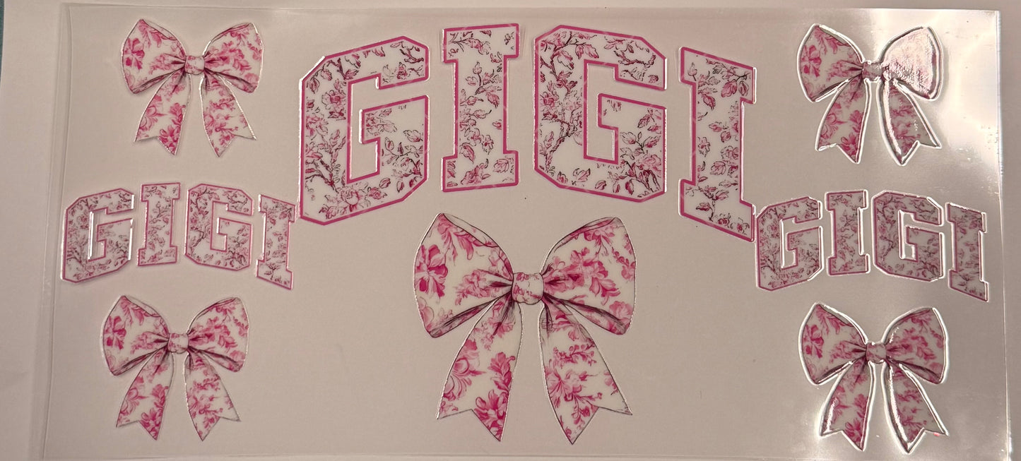 Cup wraps uvdtf Gigi with pink floral and bow
