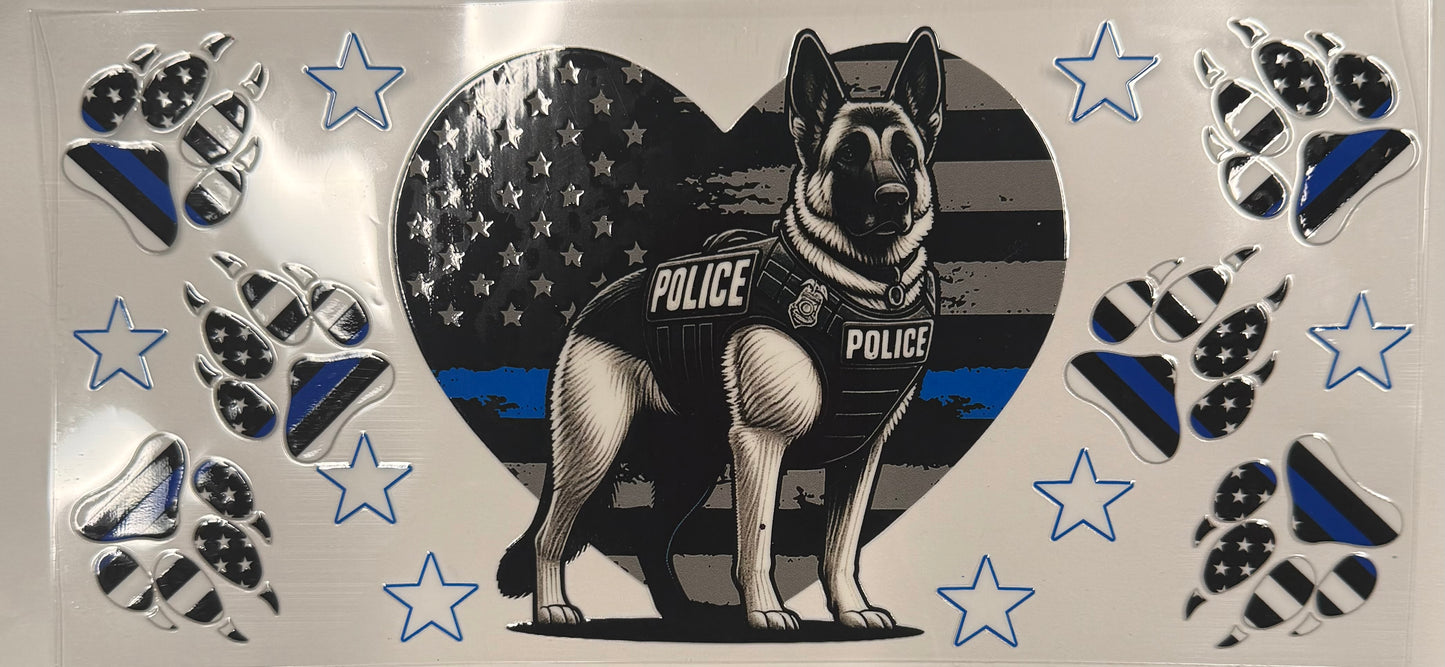 Cup wraps uvdtf Police dog with paw prints