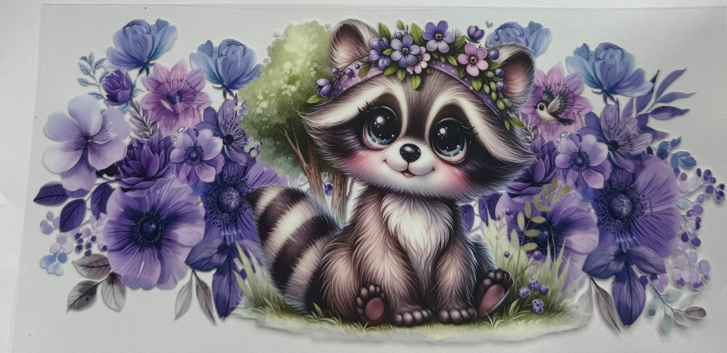 Cup wraps uvdtf raccoon with floral