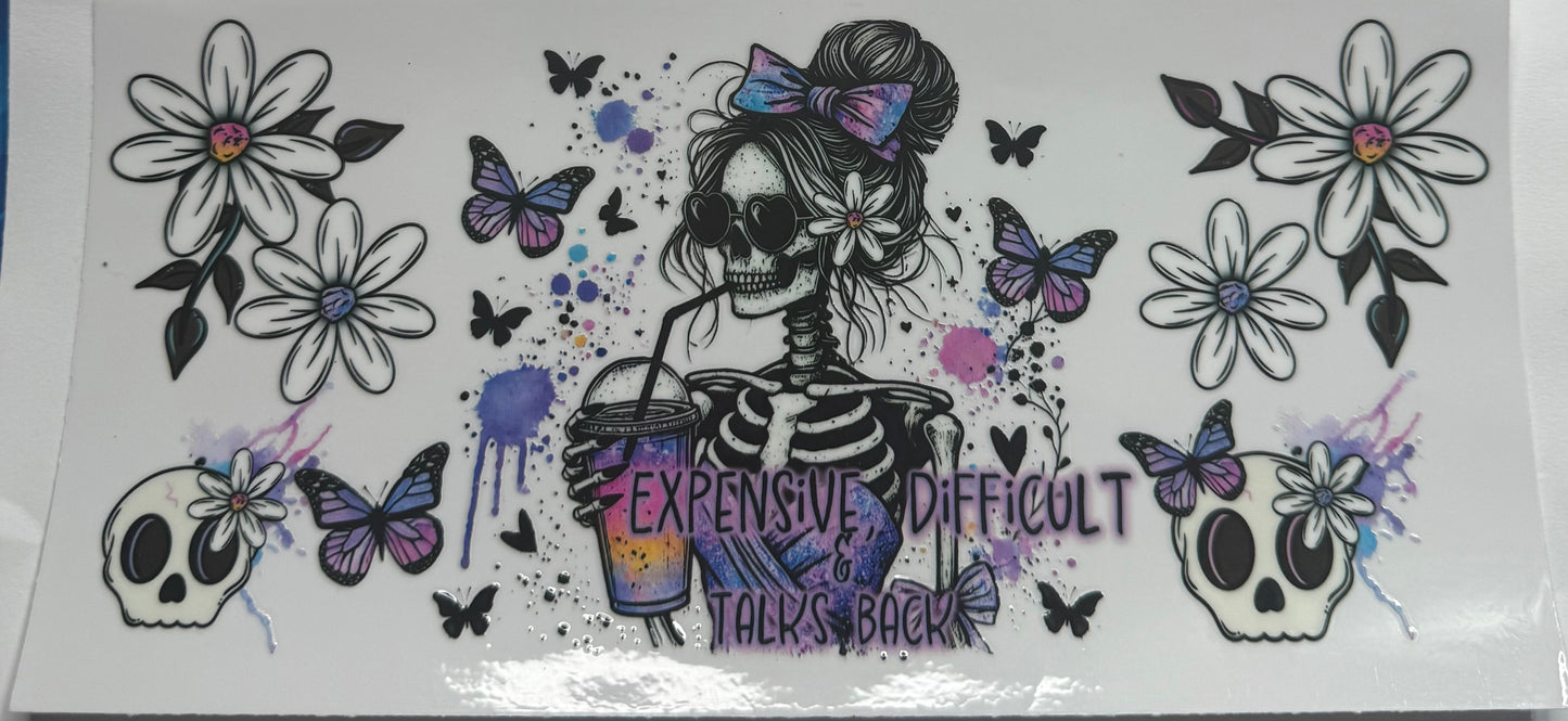 Cup wraps uvdtf skull expensive difficult and talks back floral and butterfly’s