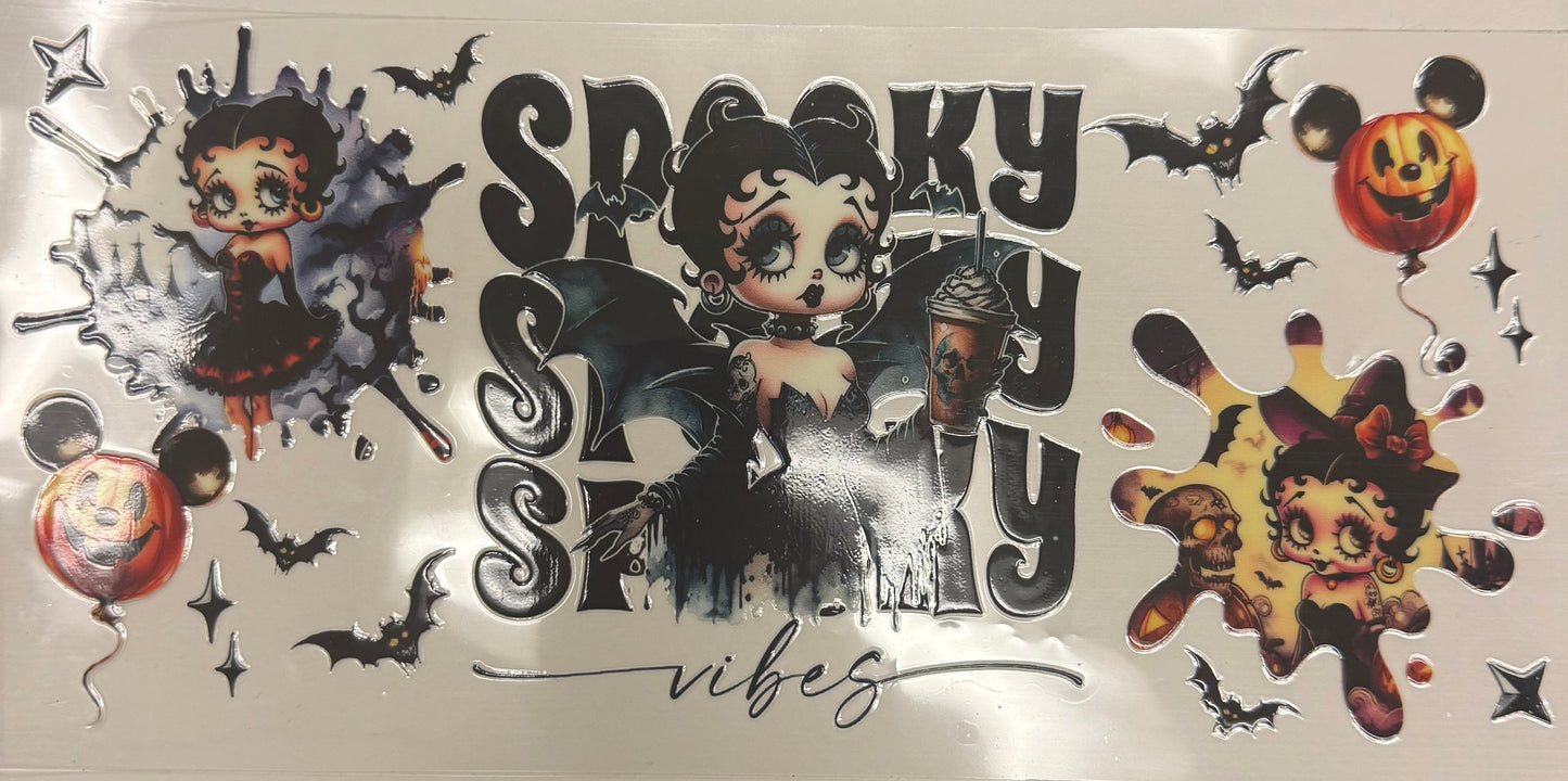 Cup wraps uvdtf Halloween spooky Betty boop with Starbucks drink