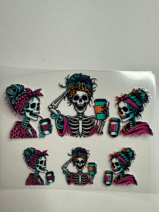 Uvdtf wraps Mini Stanley skull mama with coffee