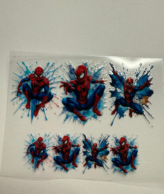 Uvdtf wraps Mini Stanley Spider-Man blue splatter paint