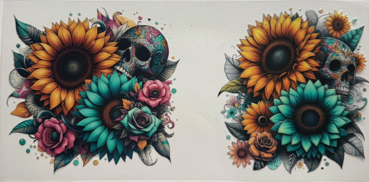 Cup wraps uvdtf skull sunflowers