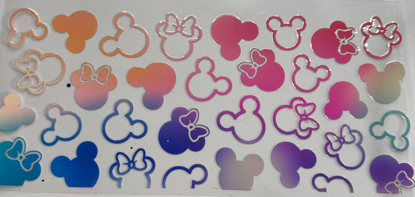 uvdtf transfer wrap Rainbow Mickey heads