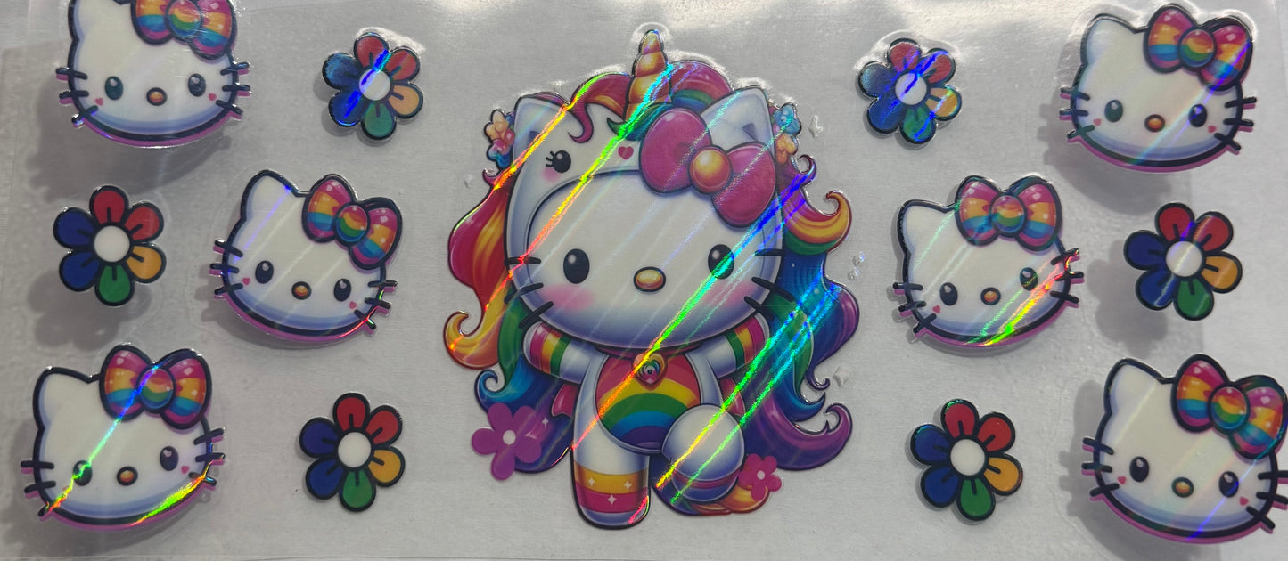uvdtf transfer wrap Holo unicorn hello kitty